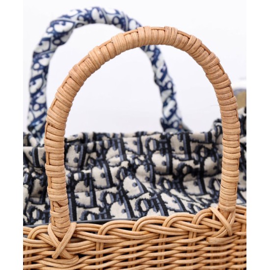 Replica Christian Dior Borsa Basket Vimini Albicocca