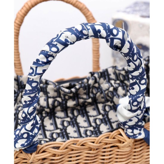 Replica Christian Dior Borsa Basket Vimini Albicocca