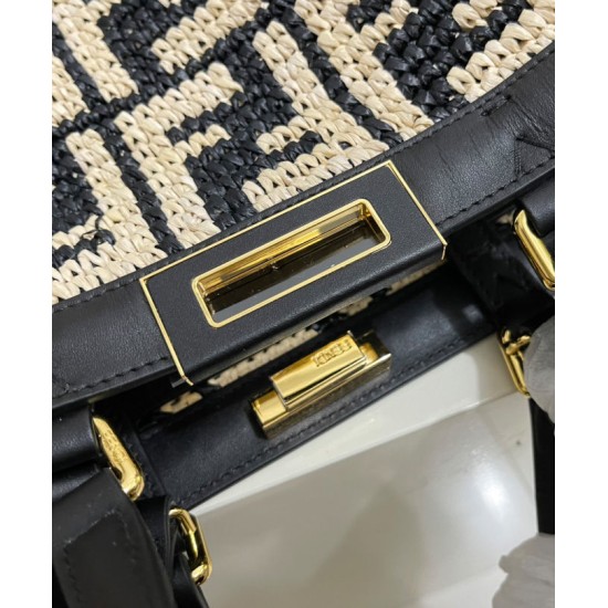 Replica Borsa Peekaboo X-Tote FF in rafia 8BH374 Nero