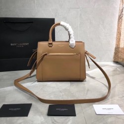 Replica Borsa tote piccola in pelle liscia YSL Saint Laurent East Side 554116 Marrone