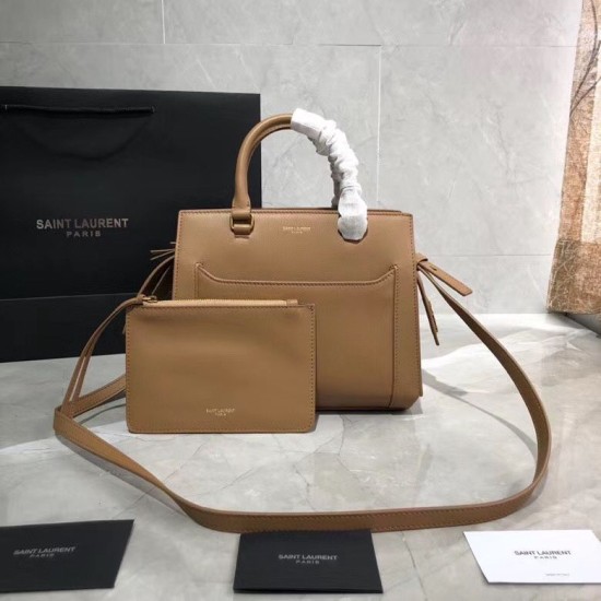 Replica Borsa tote piccola in pelle liscia YSL Saint Laurent East Side 554116 Marrone