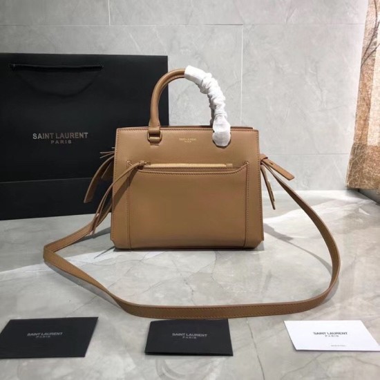 Replica Borsa tote piccola in pelle liscia YSL Saint Laurent East Side 554116 Marrone