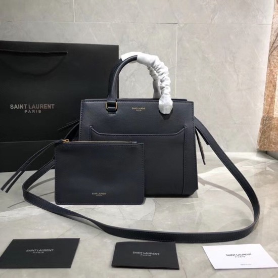 Replica Borsa tote YSL Saint Laurent East Side piccola in pelle liscia 554116 Blu navy