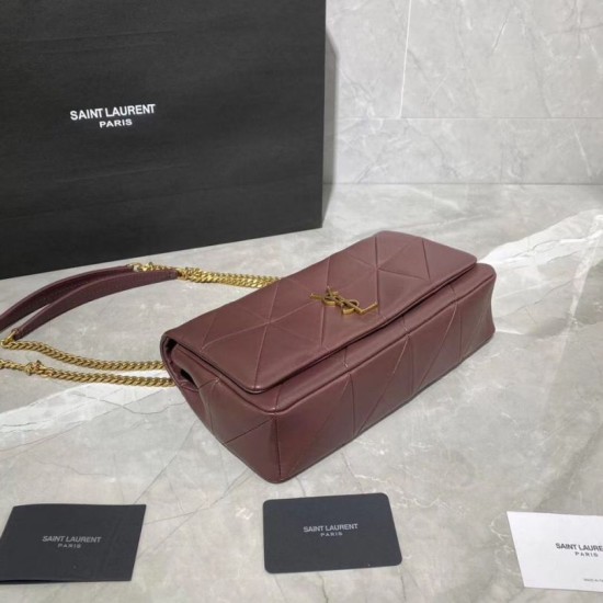 Replica YSL Saint Laurent Jamie Medium Carre Rive Gauche Flap Bag Dark Legion Red