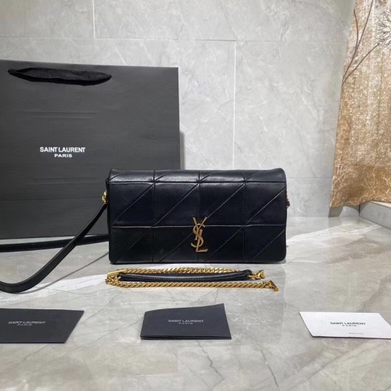 Replica Borsa YSL Saint Laurent Jamie Medium Carre Rive Gauche Flap nera