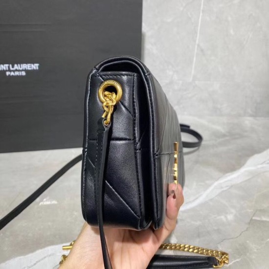 Replica Borsa YSL Saint Laurent Jamie Medium Carre Rive Gauche Flap nera