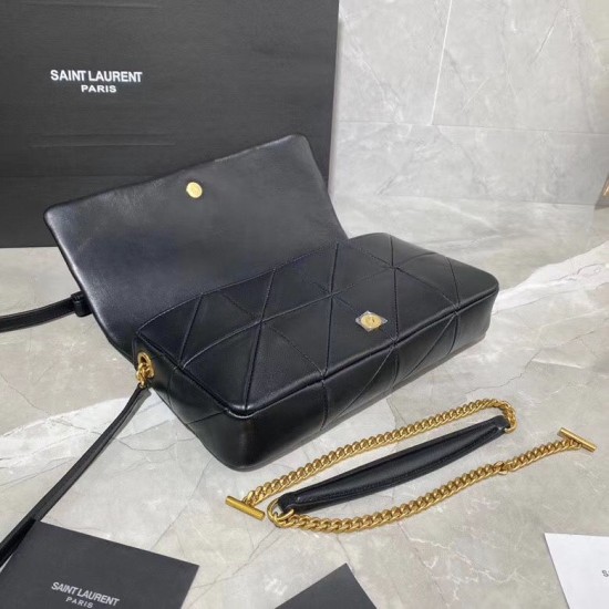 Replica Borsa YSL Saint Laurent Jamie Medium Carre Rive Gauche Flap nera