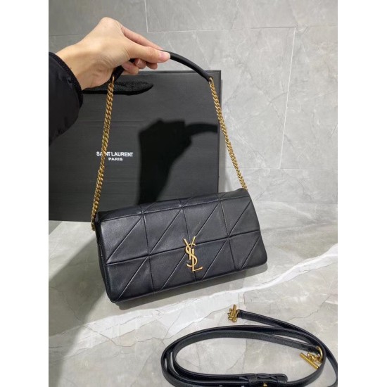 Replica Borsa YSL Saint Laurent Jamie Medium Carre Rive Gauche Flap nera