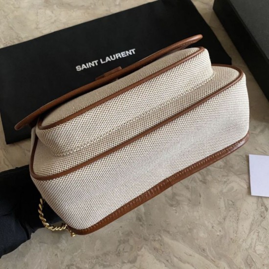 Replica Borsa media in lino YSL Saint Laurent Niki marrone