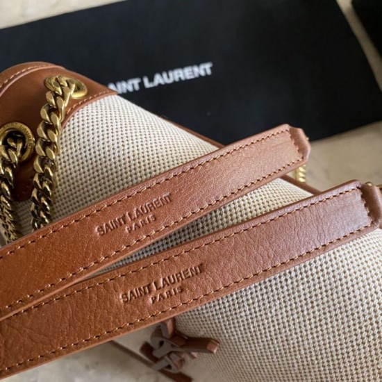 Replica Borsa media in lino YSL Saint Laurent Niki marrone
