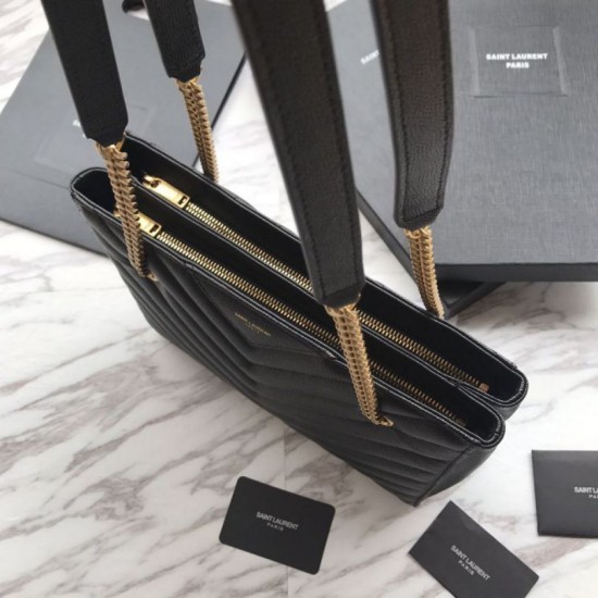 Replica Borsa shopping YSL Saint Laurent Grain Embossed Nera