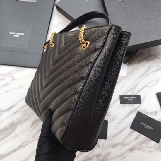 Replica Borsa shopping YSL Saint Laurent Grain Embossed Nera