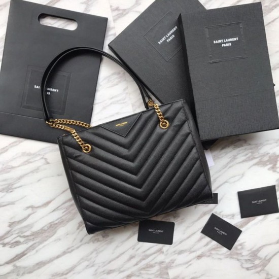 Replica Borsa shopping YSL Saint Laurent Grain Embossed Nera