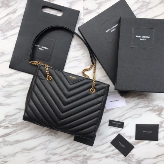 Replica Borsa shopping YSL Saint Laurent Grain Embossed Nera