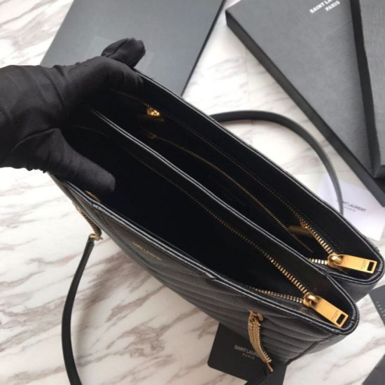 Replica Borsa shopping YSL Saint Laurent Grain Embossed Nera