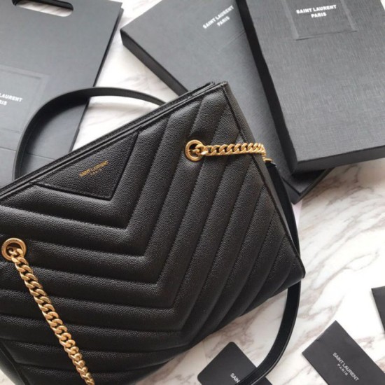 Replica Borsa shopping YSL Saint Laurent Grain Embossed Nera