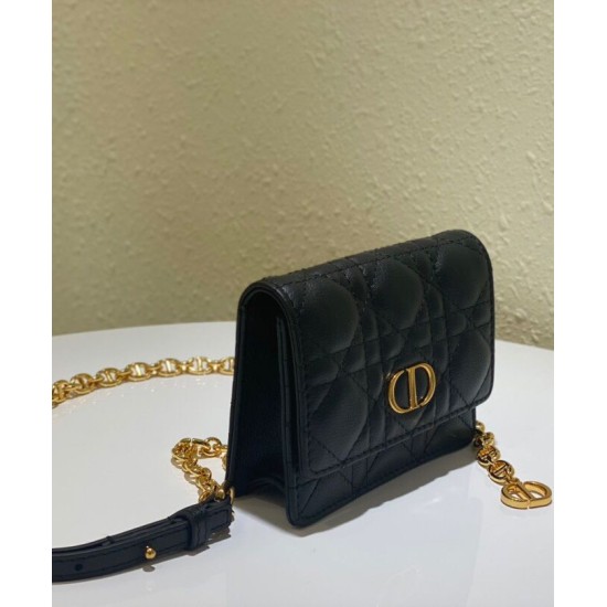 Replica Christian Dior Mini Caro Pouch con catena nera Replica Christian Dior Mini Caro Pouch con catena nera