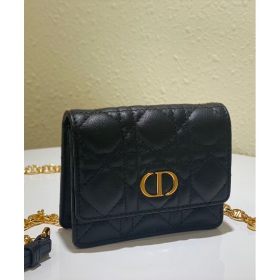 Replica Christian Dior Mini Caro Pouch con catena nera Replica Christian Dior Mini Caro Pouch con catena nera