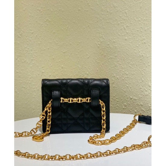 Replica Christian Dior Mini Caro Pouch con catena nera Replica Christian Dior Mini Caro Pouch con catena nera