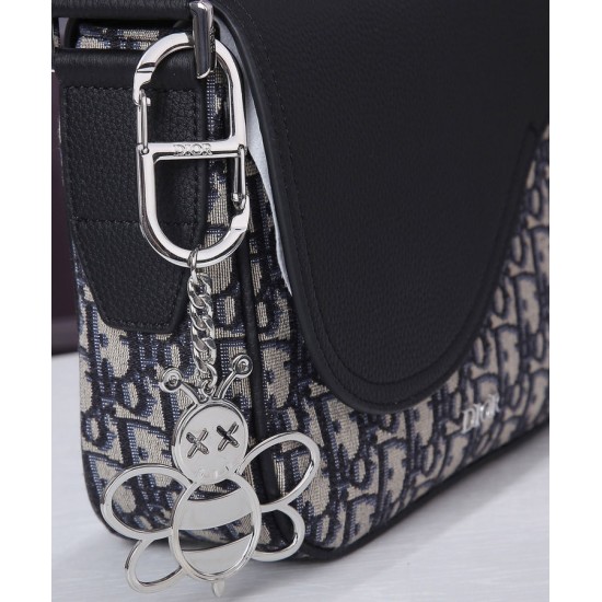 Replica Christian Dior Mini Saddle Messenger Bag Blu Scuro