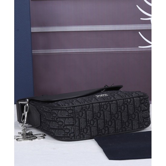 Replica Borsa messenger Christian Dior Mini Saddle nera
