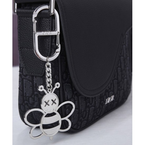 Replica Borsa messenger Christian Dior Mini Saddle nera