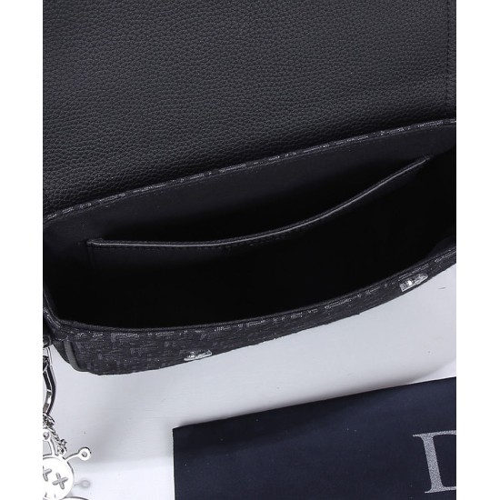 Replica Borsa messenger Christian Dior Mini Saddle nera