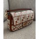 Replica Borsa Baguette In Pelle Con Ricamo FF 8BR600 Caffè