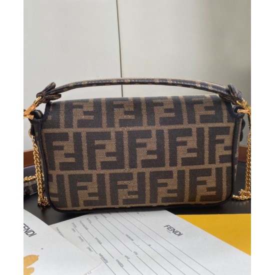Replica Borsa Mini Baguette in Tessuto 8BS0171 Caffè Replica Borsa Mini Baguette in Tessuto 8BS0171 Caffè