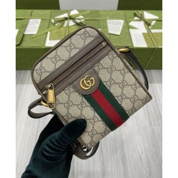 Replica Borsa a tracolla Ophidia GG 598127 Caffè scuro