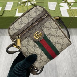 Replica Borsa a tracolla Ophidia GG 598127 Caffè scuro