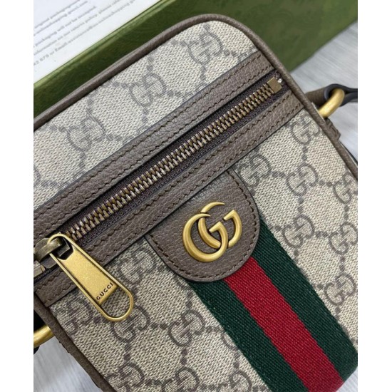 Replica Borsa a tracolla Ophidia GG 598127 Caffè scuro
