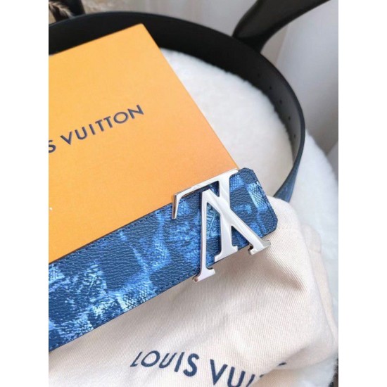 Replica LV Initiales 40MM Cintura reversibile Damier Salt M0378Q