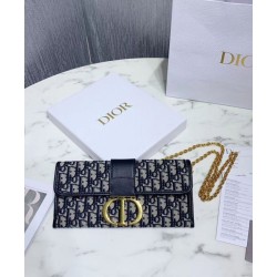 Replica Pochette Christian Dior 30 Montaigne tela jacquard  Blu scuro