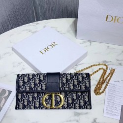 Replica Pochette Christian Dior 30 Montaigne tela jacquard  Blu scuro