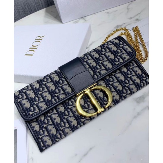 Replica Pochette Christian Dior 30 Montaigne tela jacquard  Blu scuro