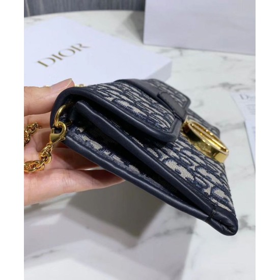 Replica Pochette Christian Dior 30 Montaigne tela jacquard  Blu scuro