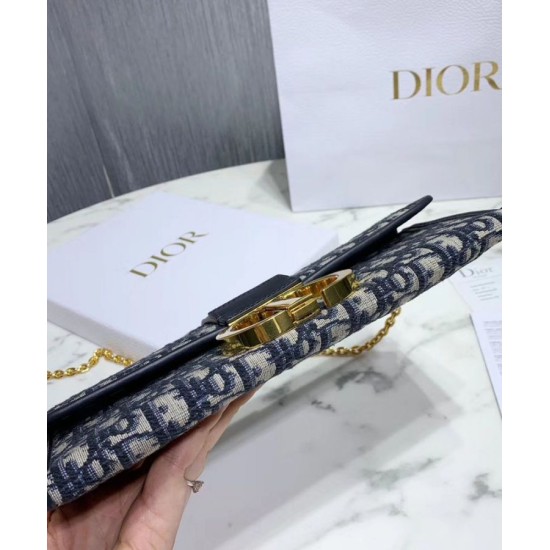 Replica Pochette Christian Dior 30 Montaigne tela jacquard  Blu scuro