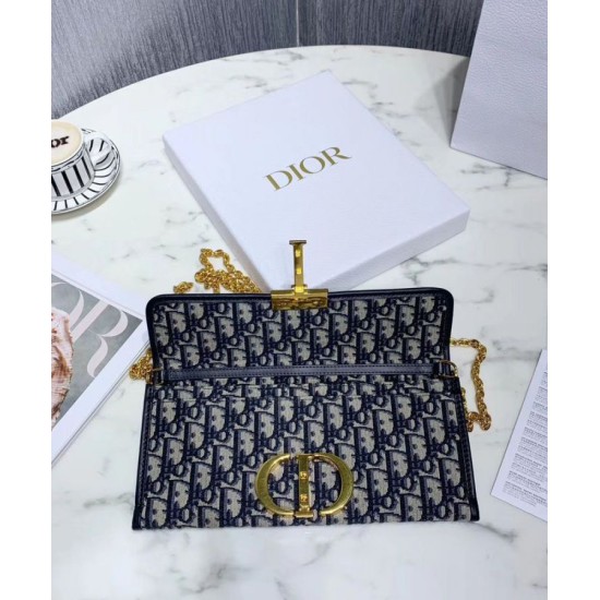 Replica Pochette Christian Dior 30 Montaigne tela jacquard  Blu scuro