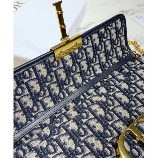 Replica Pochette Christian Dior 30 Montaigne tela jacquard  Blu scuro