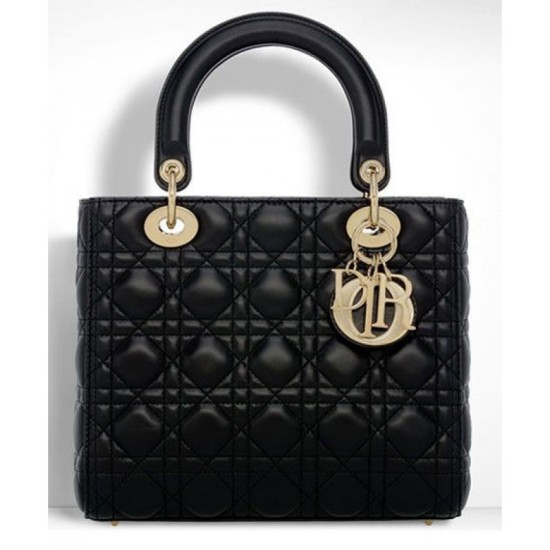 Replica Dior Lady Dior Medium Classic Tote Borse Con agnello nero