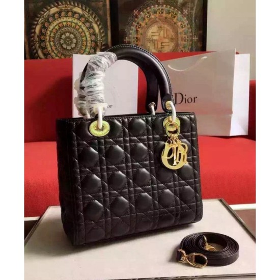 Replica Dior Lady Dior Medium Classic Tote Borse Con agnello nero