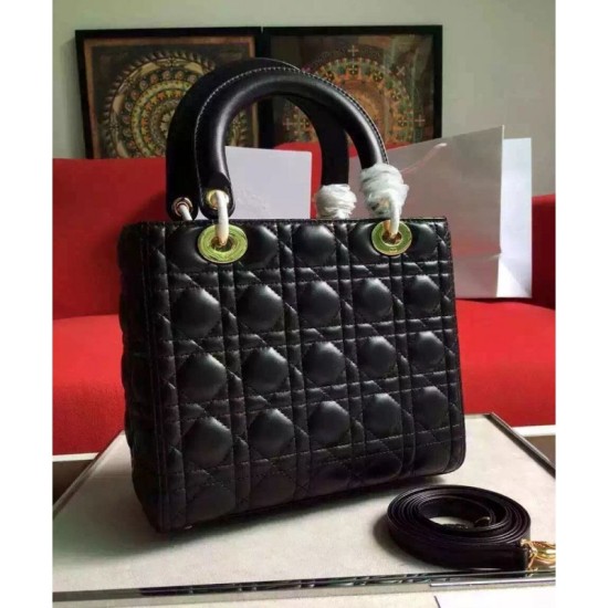 Replica Dior Lady Dior Medium Classic Tote Borse Con agnello nero