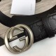 Replica Cintura Signature uomo con fibbia a G Black 411924 Hardware argento