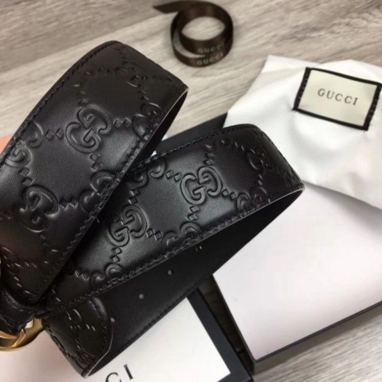 Replica Cintura Signature uomo con fibbia G, hardware 411924 nero oro