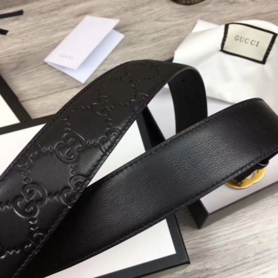 Replica Cintura Signature uomo con fibbia a G Black 411924 Hardware nero