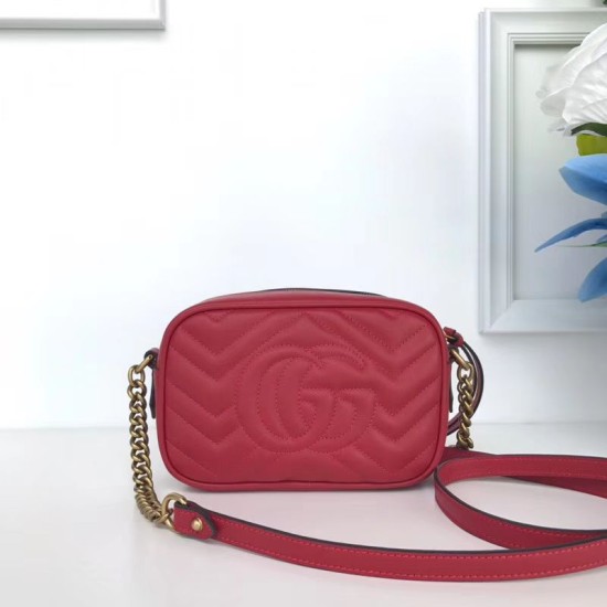 Replica GG Marmont Matelasse Mini Borse 448065 Rosso