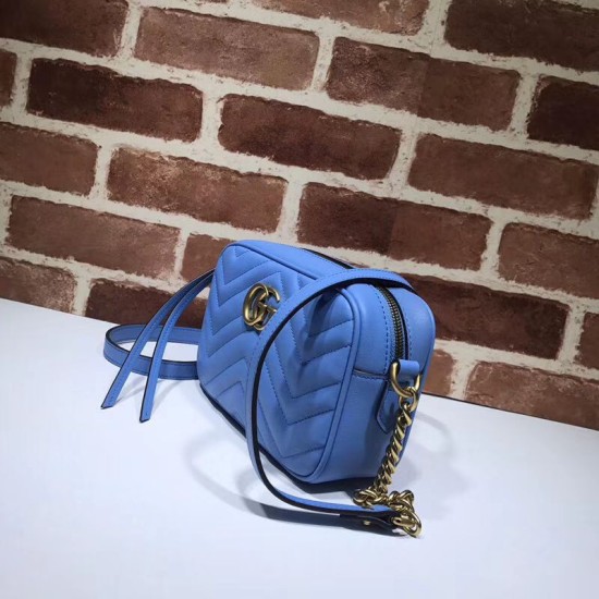 Replica GG Marmont Matelasse Mini Borse 448065 Blu Replica GG Marmont Matelasse Mini Borse 448065 Blu