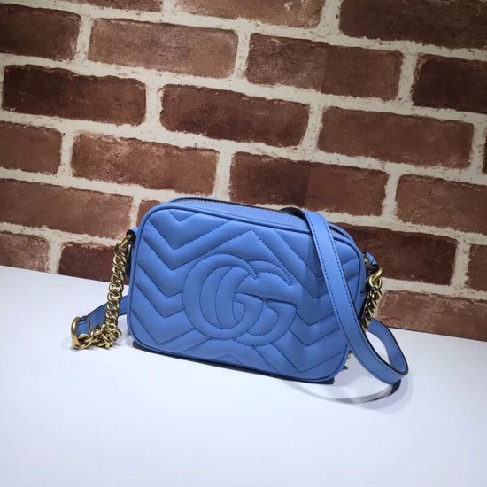Replica GG Marmont Matelasse Mini Borse 448065 Blu Replica GG Marmont Matelasse Mini Borse 448065 Blu