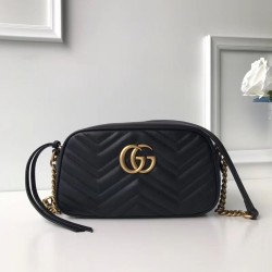 Replica Borsa a tracolla GG Marmont Matelasse 447632 Nero
